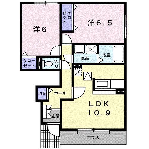フォレストヒル宇津木(2LDK/1階)の間取り写真
