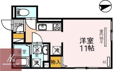 アヴェルラ京橋(ワンルーム/2階)の間取り写真