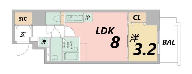 ARTIZA尼崎立花(1LDK/2階)の間取り写真