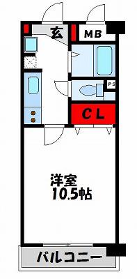エルヴェール新宮(1K/2階)の間取り写真
