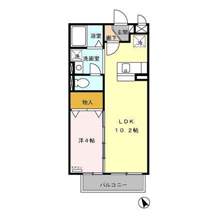 クレール(1LDK/2階)の間取り写真