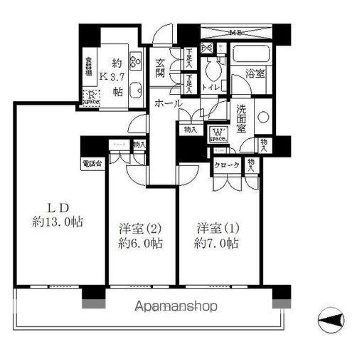 リバーポイントタワー(2LDK/5階)の間取り写真