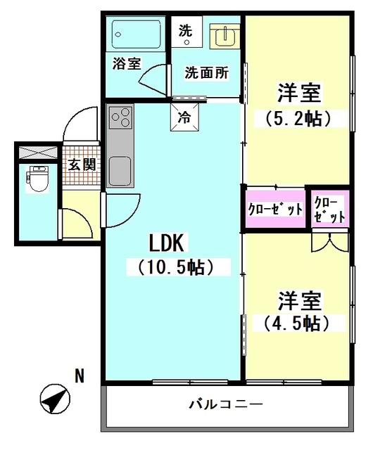 ASTLUX(2LDK/2階)の間取り写真