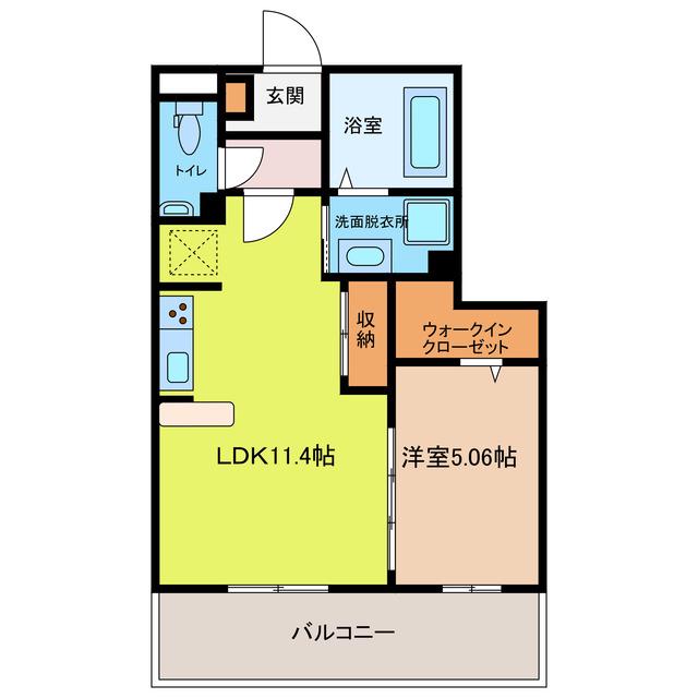 CONSOLASSURER神野西(1LDK/2階)の間取り写真