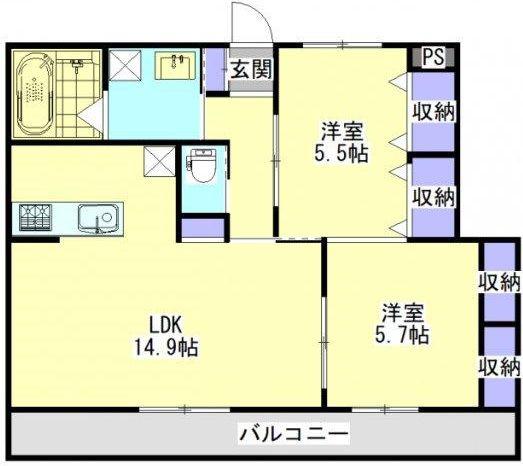 都原グランテラス(2LDK/3階)の間取り写真