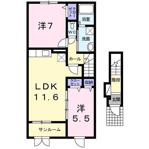 JR奥羽本線 赤湯駅 徒歩2分 2階建 築14年(2LDK/2階)の間取り写真
