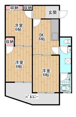 ビバリーヒルズ(3DK/3階)の間取り写真
