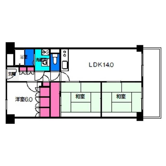 グランドパレス長居(3LDK/5階)の間取り写真