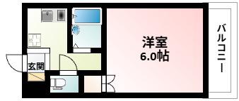 ルミエール垂水(1K/6階)の間取り写真