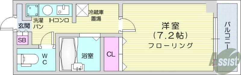 モンレーブ通町(1K/3階)の間取り写真