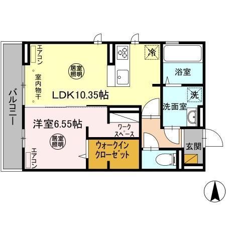 ソル ド レーヴ アッシュ(1LDK/2階)の間取り写真