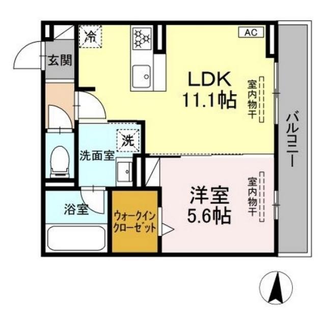 D CREST 若松町(1LDK/2階)の間取り写真