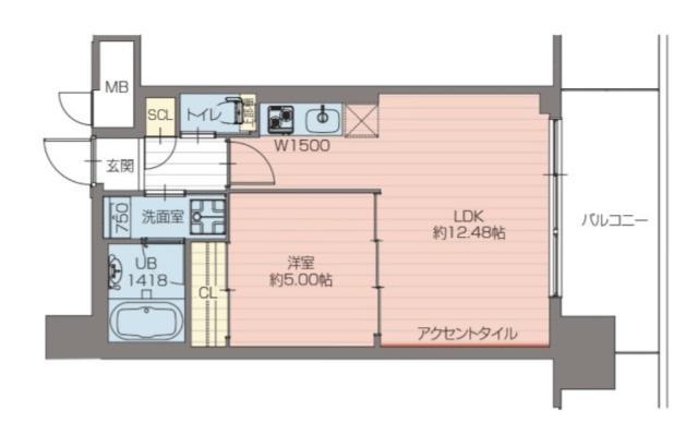 プレジオ弁天町(1LDK/6階)の間取り写真