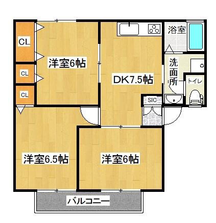 メゾン・シャルマン(3DK/2階)の間取り写真