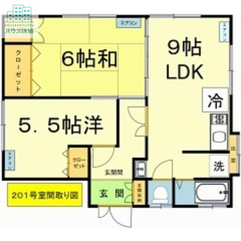 ラフィーネ本尾(2LDK/2階)の間取り写真