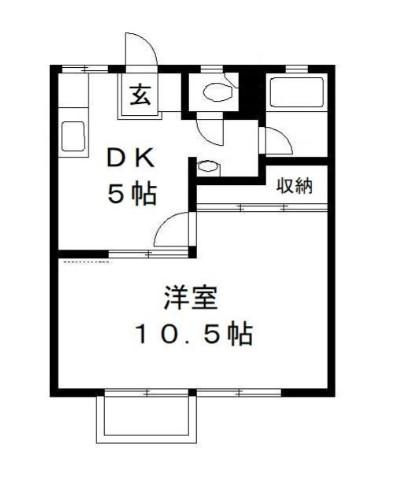 小野寺ハイツB(1DK/2階)の間取り写真