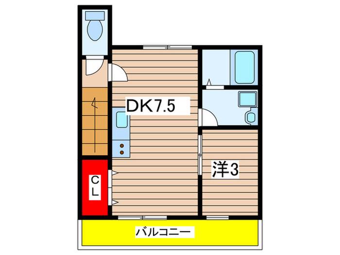 レユシール川内(1DK/2階)の間取り写真