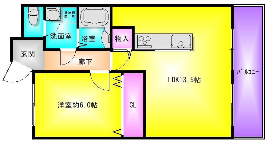 パークコート八戸ノ里(2LDK/4階)の間取り写真