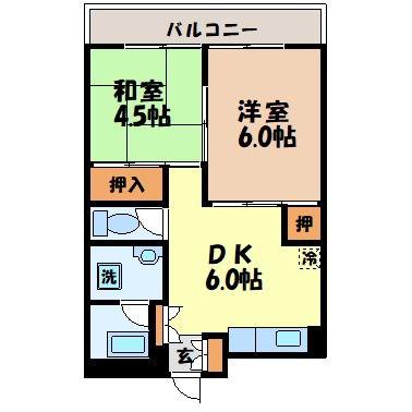 ロイヤルハイツ福山(2DK/3階)の間取り写真