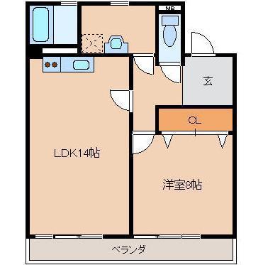 荒巻ビル(1LDK/4階)の間取り写真