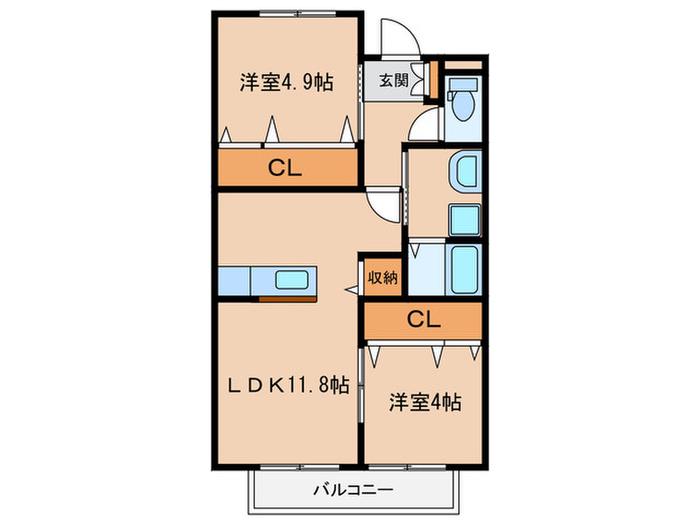 アートパーク 月見(2LDK/2階)の間取り写真