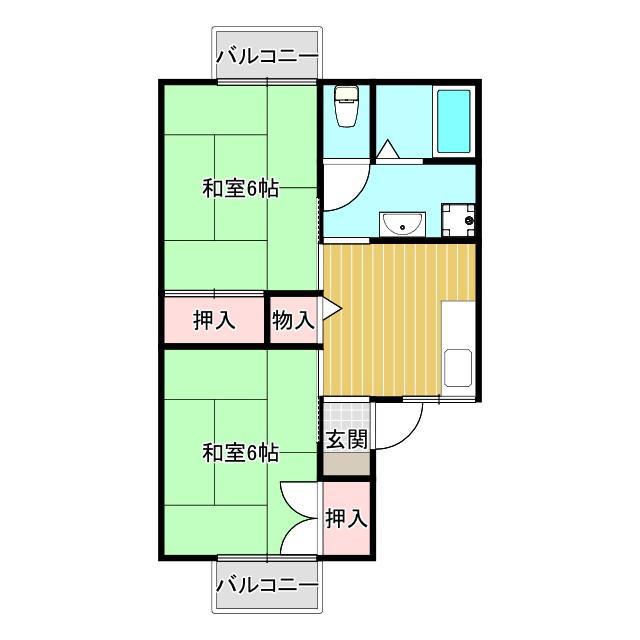 メゾンしゃらの木(2DK/1階)の間取り写真