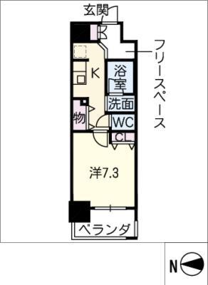TENAS丸の内(1K/2階)の間取り写真