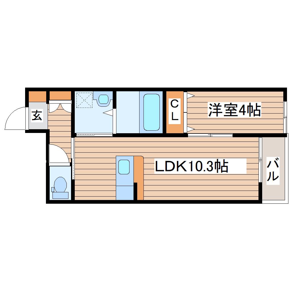 クレストII(1LDK/1階)の間取り写真