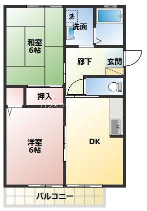 ノーブルトモ(2DK/2階)の間取り写真