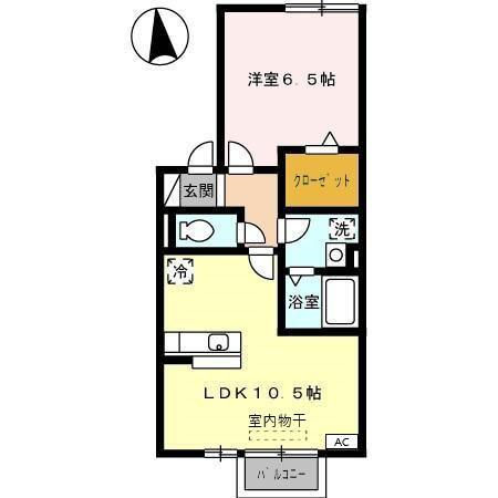 リュミエール追風(1LDK/2階)の間取り写真