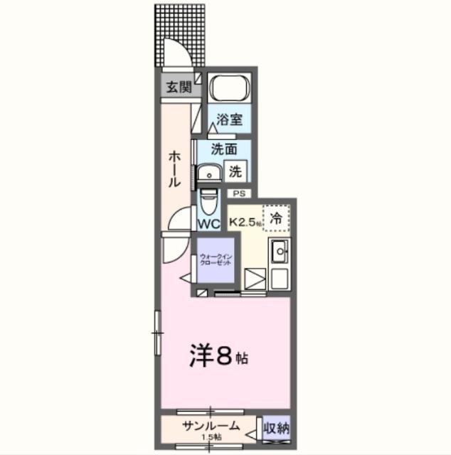 パラディス(1K/1階)の間取り写真
