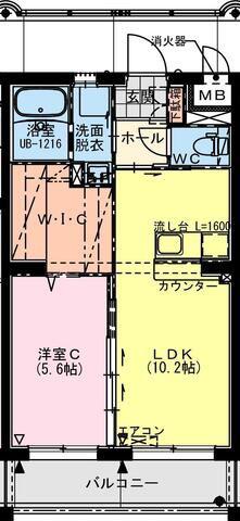 都城天神町YマンションII(1LDK/5階)の間取り写真