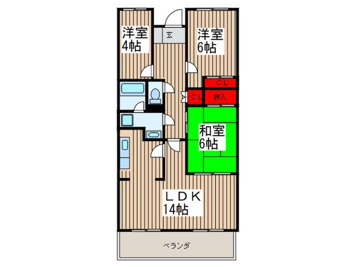 潮ハイツ(3LDK/1階)の間取り写真