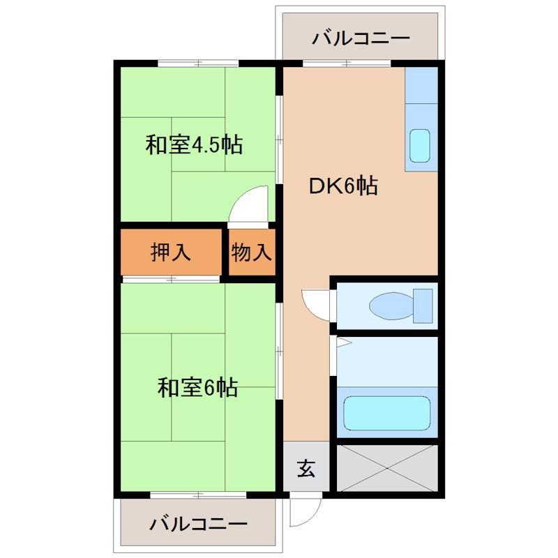 若松マンション(2DK/3階)の間取り写真