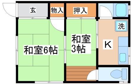 DAIMON文化(2K/2階)の間取り写真