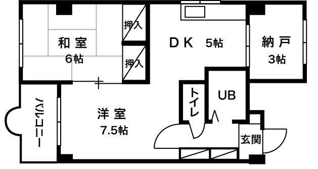 ヴェルエール総曲輪(2SDK/5階)の間取り写真