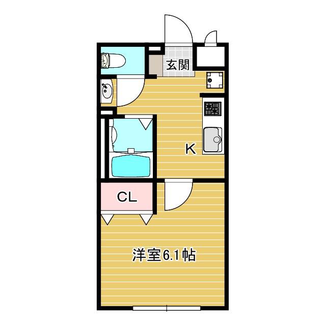 モダンクラウド加古川(1K/1階)の間取り写真