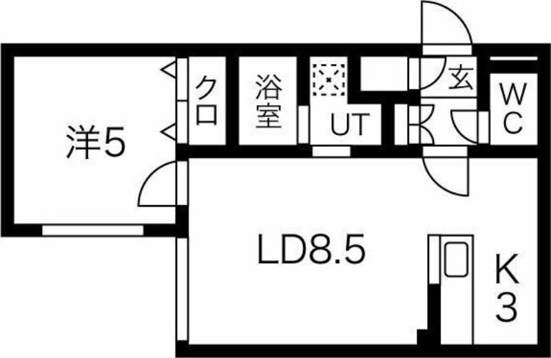 クラリス菊水II(1LDK/5階)の間取り写真