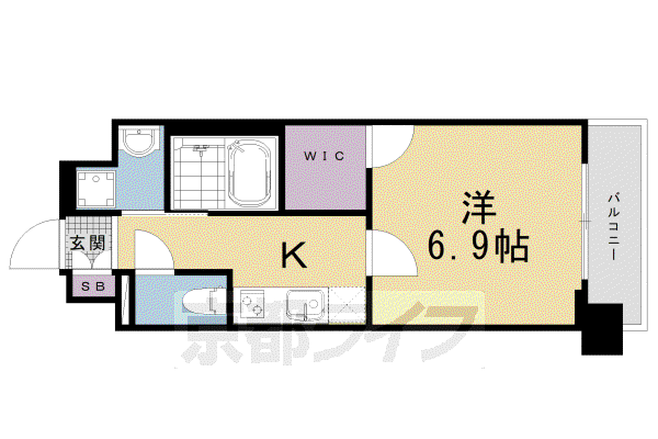 プラシード京都(1K/4階)の間取り写真