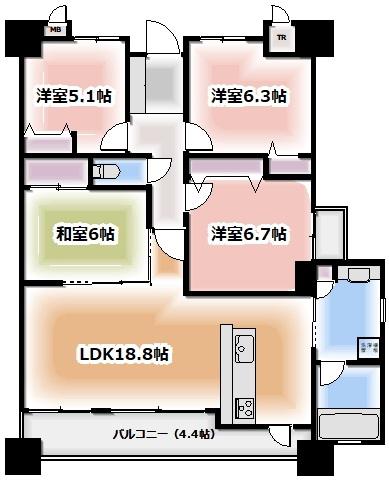 サーパス元今泉中央(4LDK/2階)の間取り写真