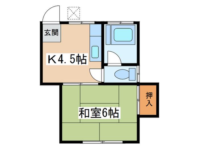 ハイツ村松(1K/2階)の間取り写真
