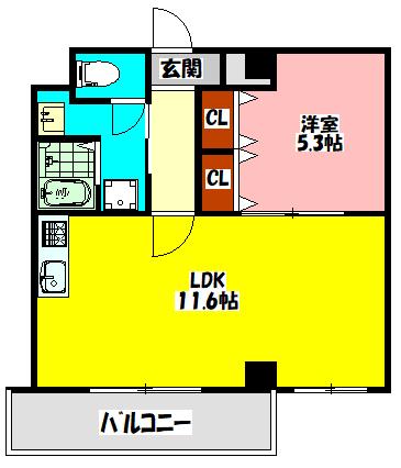 アヴェーレ早苗町(1LDK/1階)の間取り写真