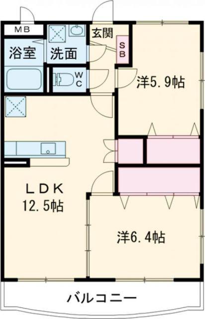 ジュエルSK(2LDK/2階)の間取り写真
