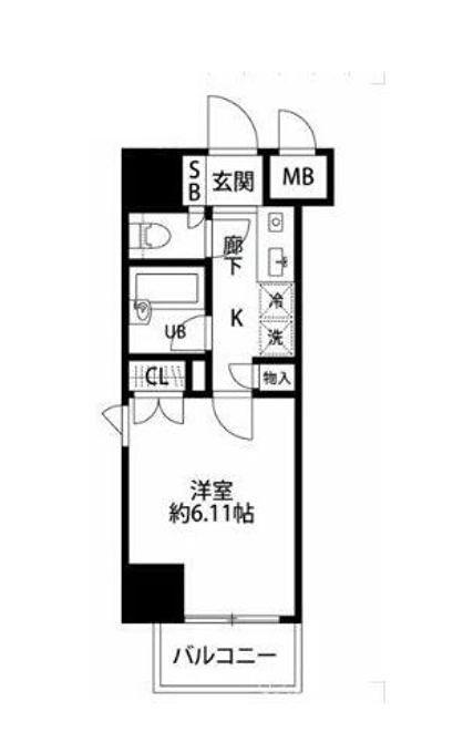 菱和パレス五反田西(1K/9階)の間取り写真