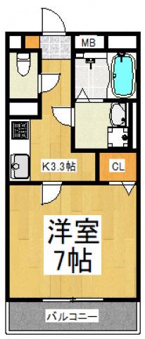 ベルシティ大鋸(1K/1階)の間取り写真
