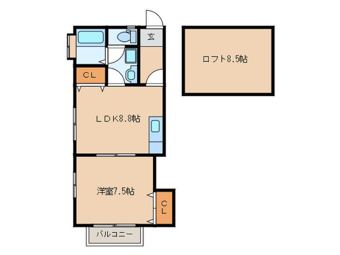 ポラリス橋本西(1LDK/2階)の間取り写真