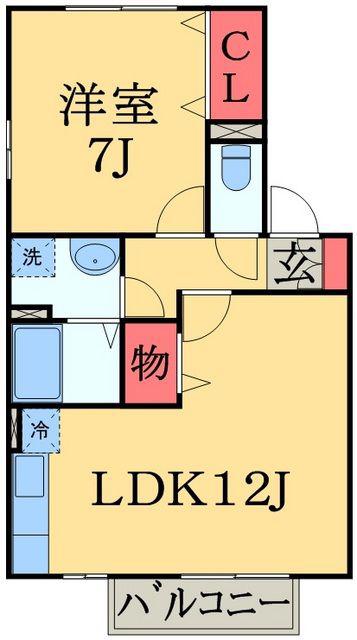アバンサールA(1LDK/1階)の間取り写真