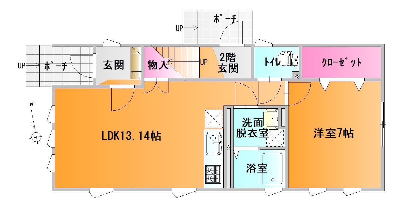 城南ユニテ(1LDK/1階)の間取り写真