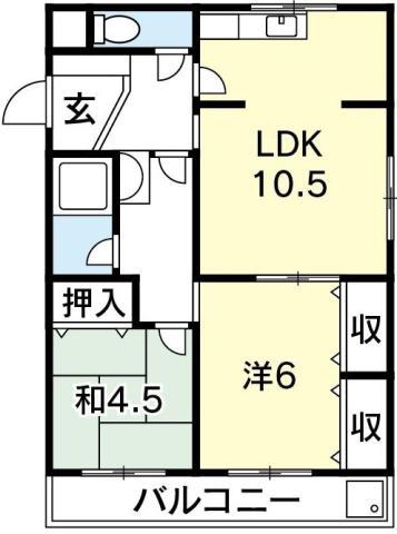 アスカハイツ(2LDK/2階)の間取り写真