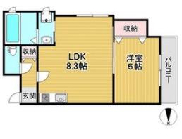 ラモーナ加島I(1LDK/1階)の間取り写真